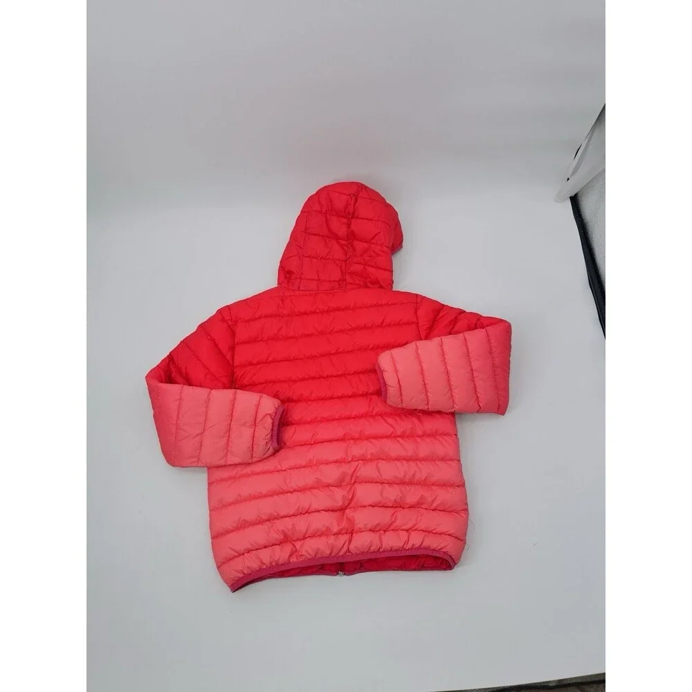 Eddie Bauer Down Reversible Girls Hood Puffer Jacket Large 14-16 Ombré Pin